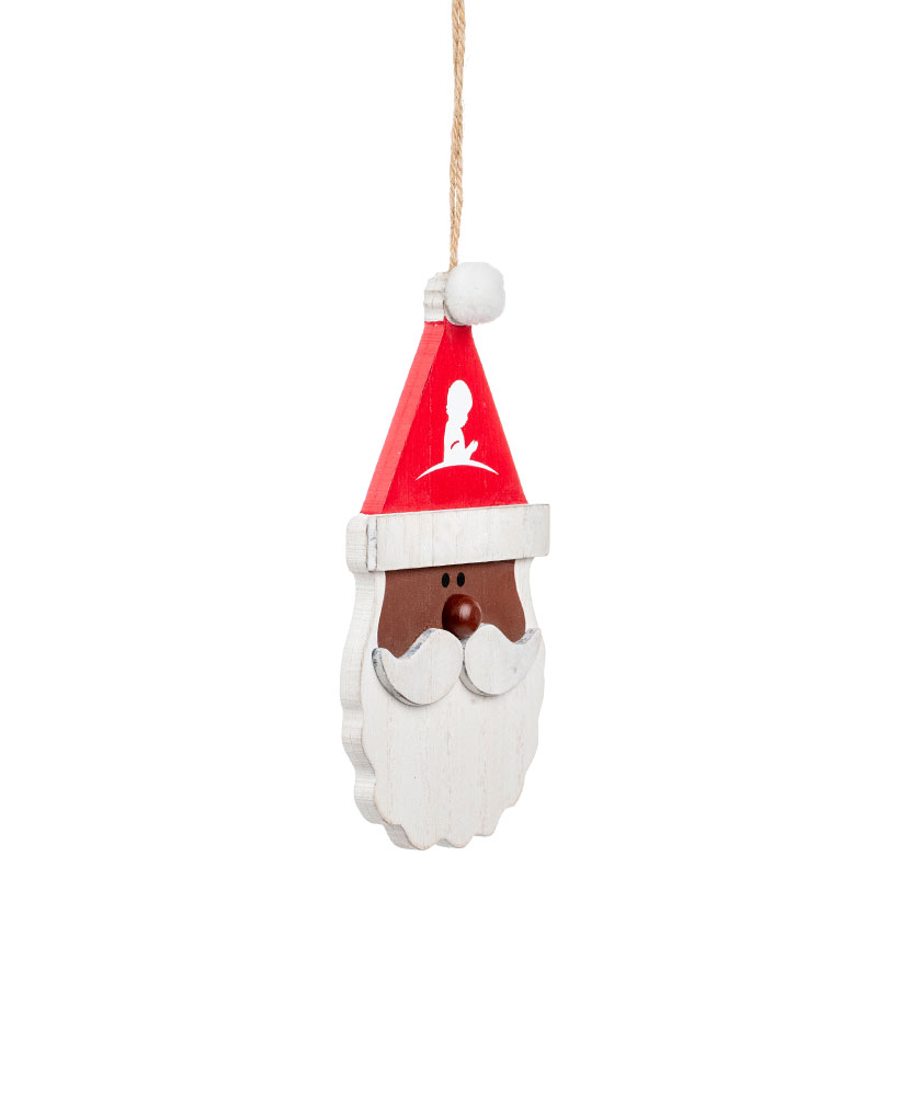 Wooden "Jolly" Santa Shaped Ornament
